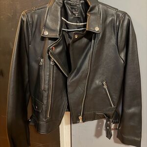 Zara Black Leather Biker Jacket